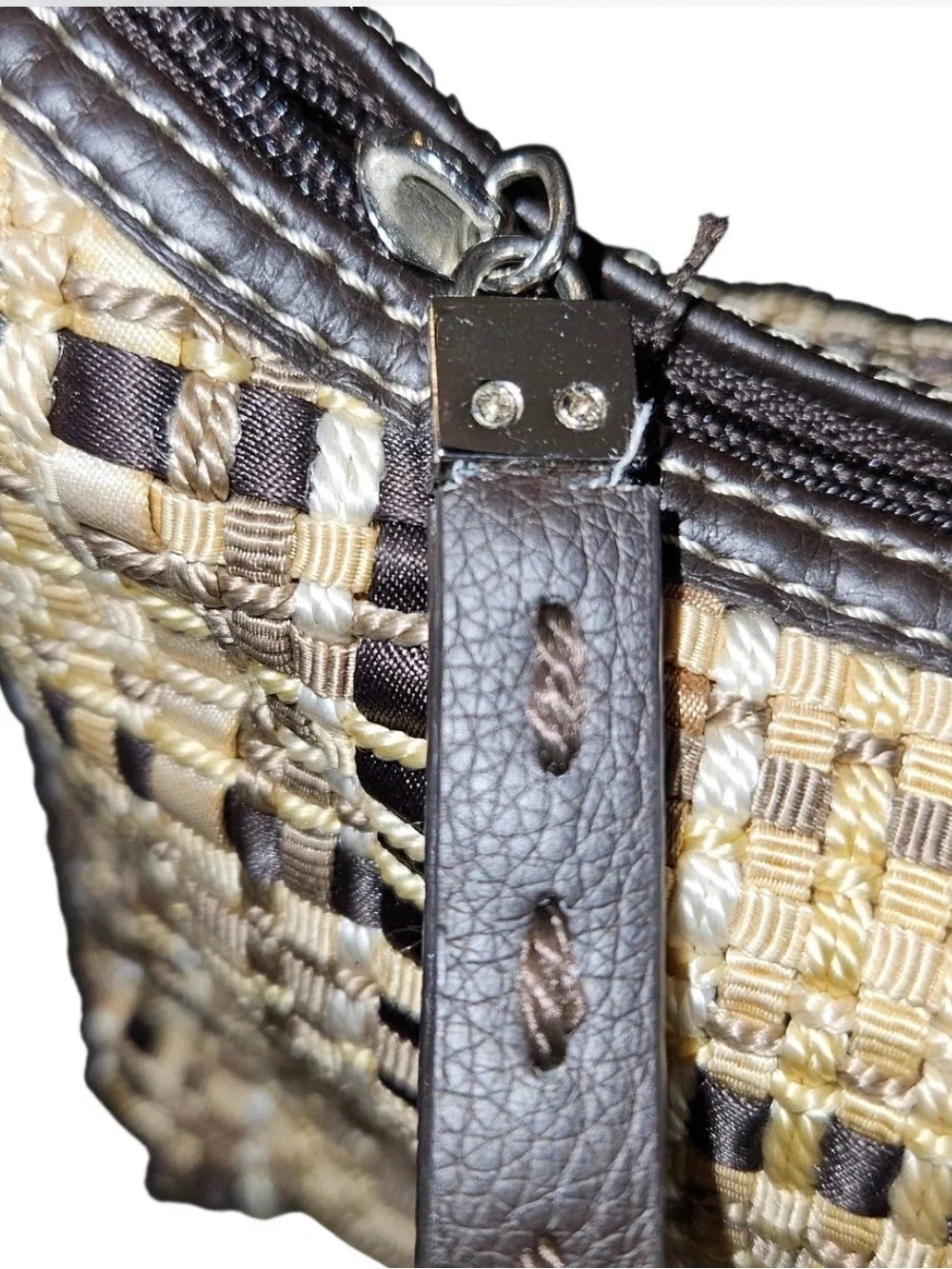 The Sak Boho Woven Shoulder Bag in Beige & Brown